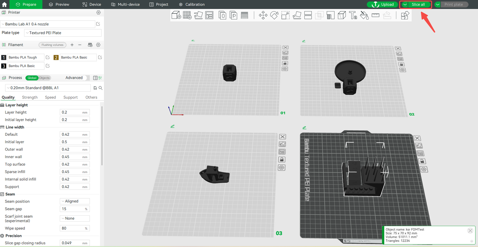 Capture d’écran : fichier 3MF dans un logiciel d’impression 3D (slicer)